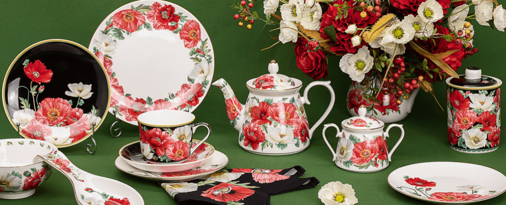 Top Art Studio Чайный сервиз 15 предметов Флер Анж -  МАКОВАЯ  ПОЛЯНА.     Материал: Костяной фарфор;