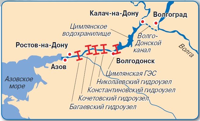 Карта цимлянского водохранилища с населенными пунктами подробная и станицами