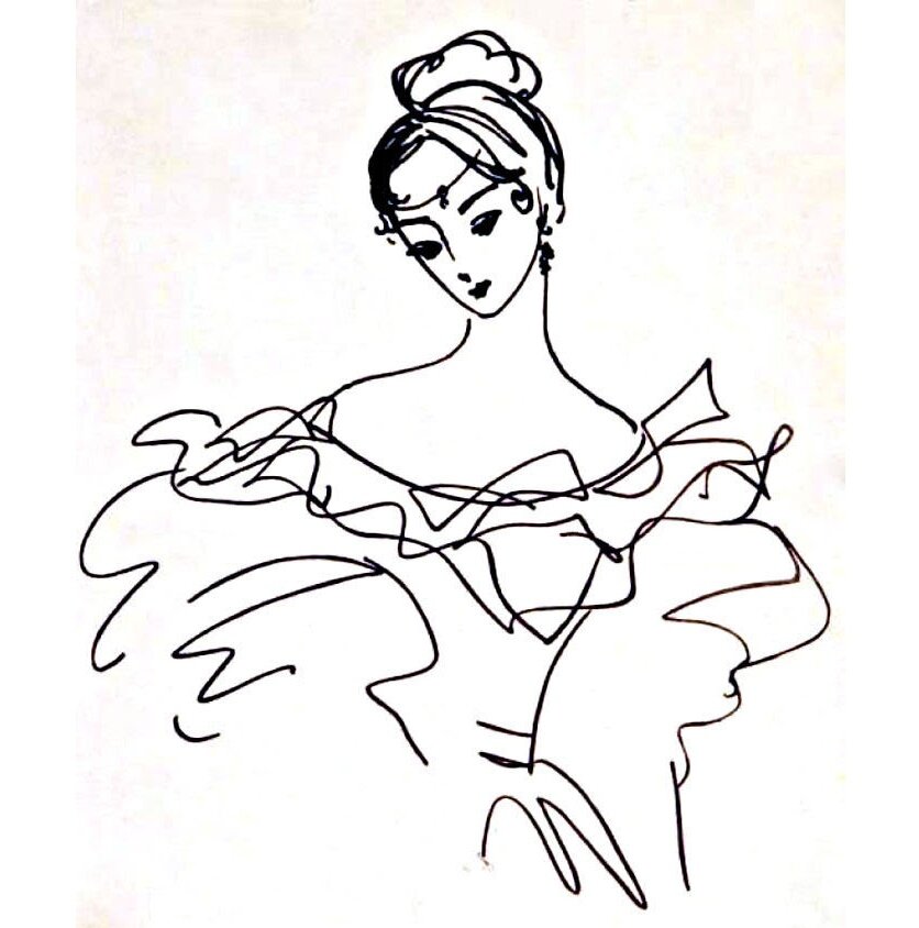 Рисунок Нади Рушевой, портрет Натальи Николаевны Пушкиной