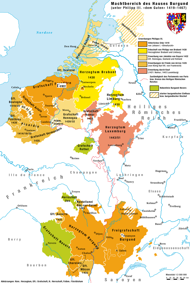 Бургундия при Филиппе Добром. Источник: Wikimedia Commons