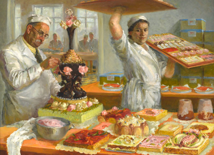 «Мастера тортов». Яновская (Ряжская) Ольга Дмитриевна (1900-1998). Холст, масло, 1938 