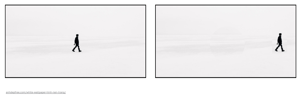 Заметьте, как даже небольшое изменение в расположении объекта(в данном случае фигуры человека) может создать совершенно другое настроение и сюжет композиции.

