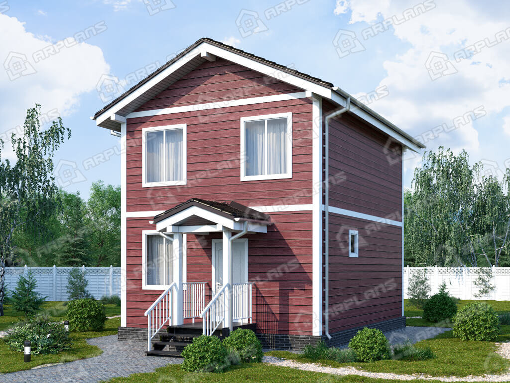 Фото 2 двухэтажного каркасного дома с 4 спальнями. Общая площадь 86 кв м. Источник arplans.ru Проект И-090
