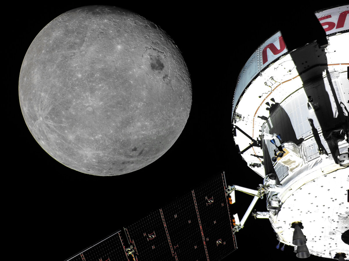  Луна и КК "Орион" 21 ноября 2022 года, фото NASA