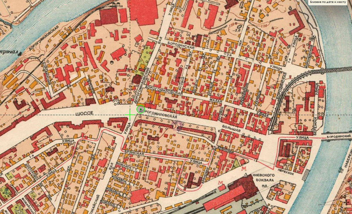 Карта 1952 года, Кутузовского ещё нет). Источник: