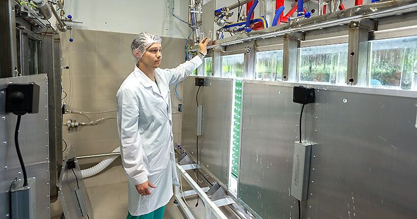 Установки для выращивания и переработки хлореллы — собственного изготовления «Микробиотехнологий». 