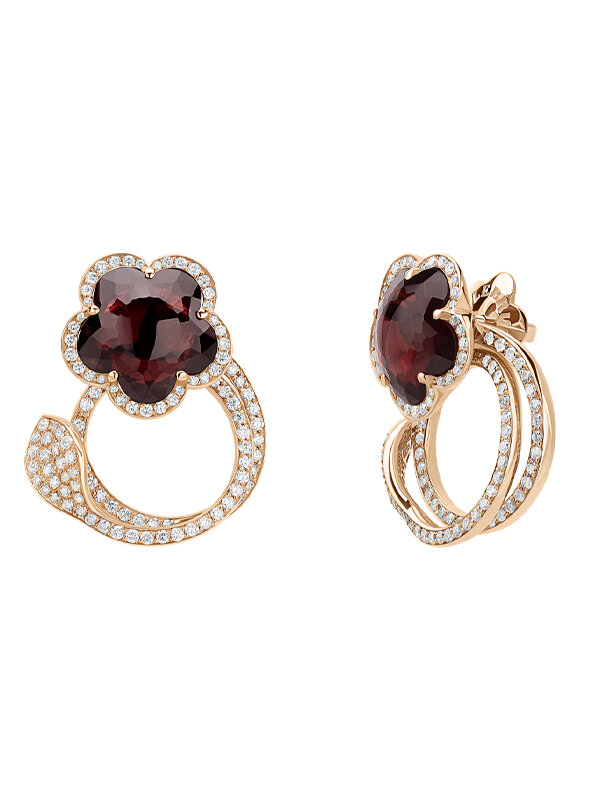 Серьги Pasquale Bruni Bon Ton из розового золота с бриллиантами и гранатами