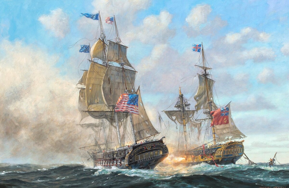 USS Constitution против HMS Java, 1812 год. Иллюстратор: Patrick O'Brien