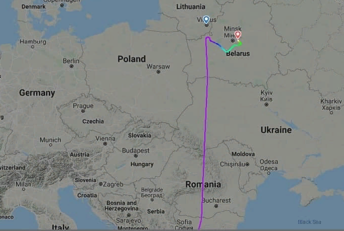 Маршрут Ринаир  Афины -Вильнюс