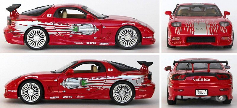 Машина Jada металлическая Форсаж 9 Mazda RX-7 с фигуркой Хана 1:24 (253205002)