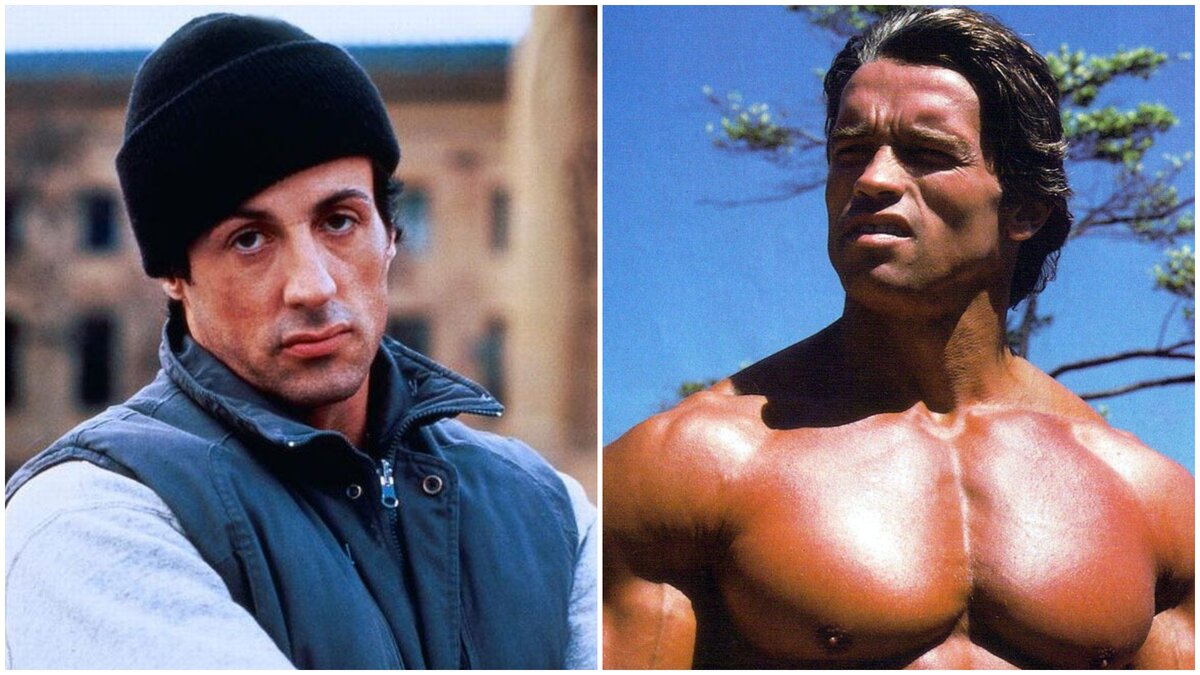 Сталлоне в "Рокки" / Шварценеггер - Мистер Олимпия 1980