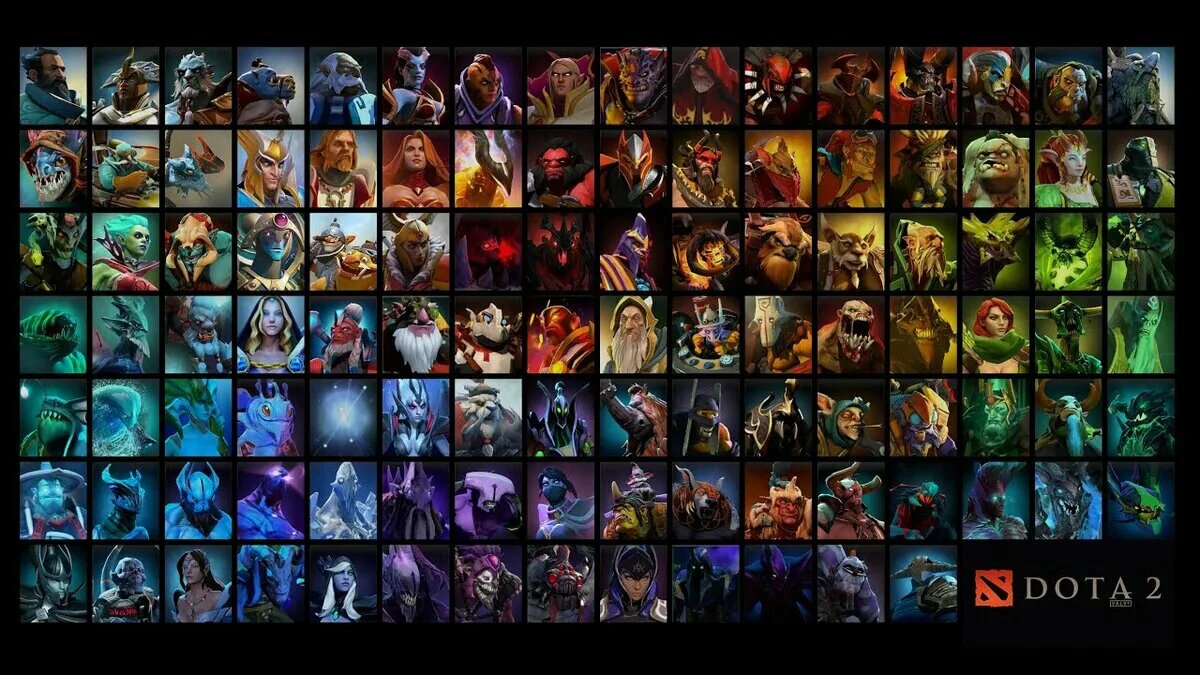 Неполное фото персонажей Dota 2.