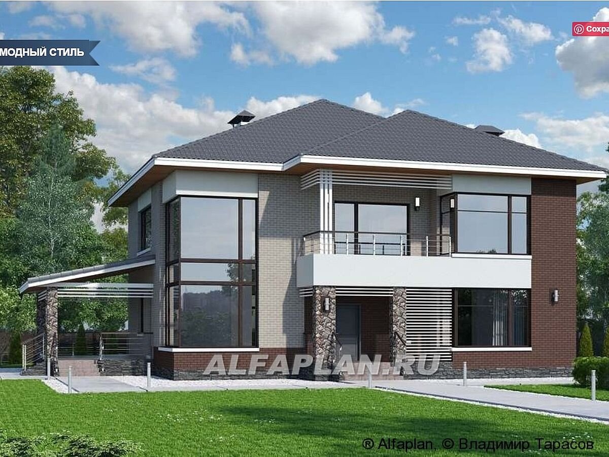 Проект загородного дома "Луара" 714а, прямой вариант планировки ©Владимир Тарасов