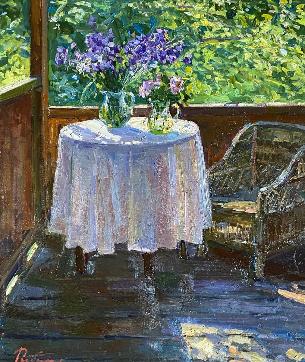 Фотография картины И. Рыбаковой "На веранде" (из открытых источников)