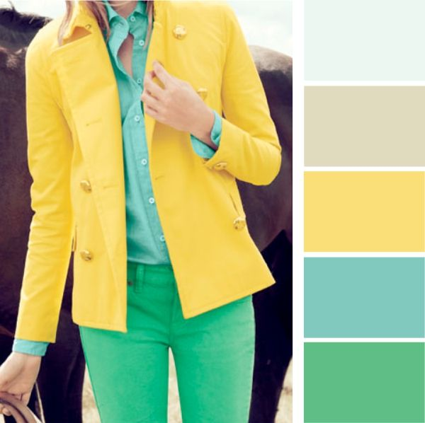 Сочетание цветов желтый и зеленый в одежде