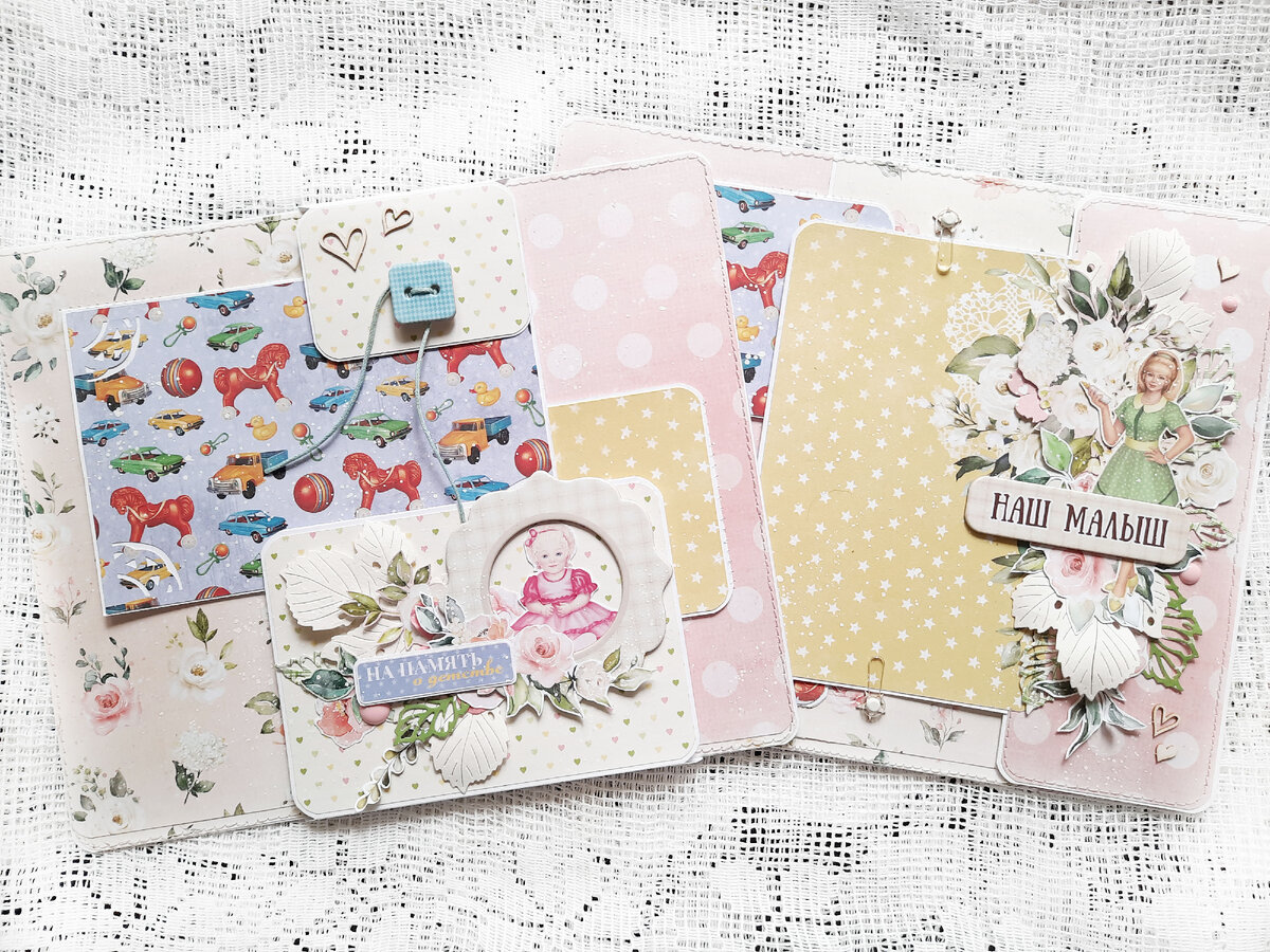 Мой второй разворот. как многие заметили , кто любит коллекции ScrapMania, я использую микс наборов "Кудряшка", "Шалунишка",  "Мечты невесты" ведь принты а особенно цветы во всех этих коллекциях одинаковые! Так же у меня цветной чип от "Веселый паровозик"