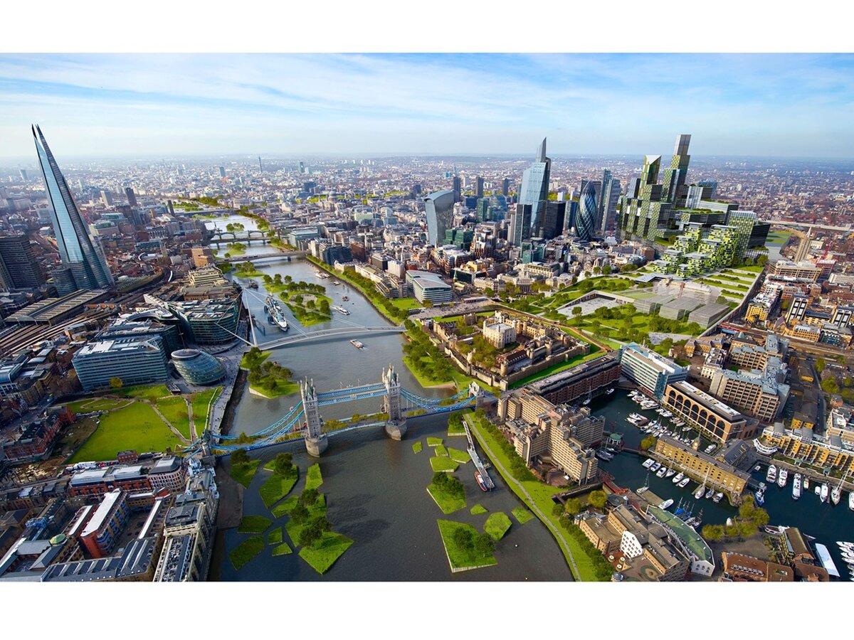 Узнаваемый прототип? Нет зелёных домов нет, есть только зелень вдоль общественных тротуаров. И там, на узких газончиках, система автополива, автоподсветки, автоподкормки, автоподогрева.