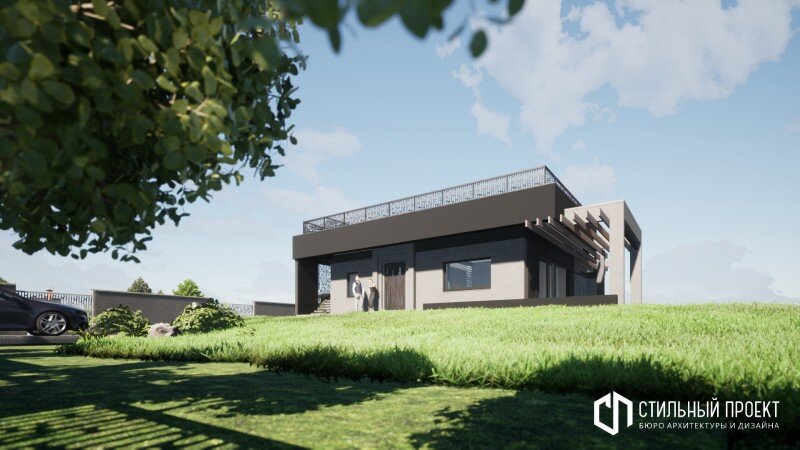 Проект одноэтажного дома из газобетона с эксплуатируемой крышей