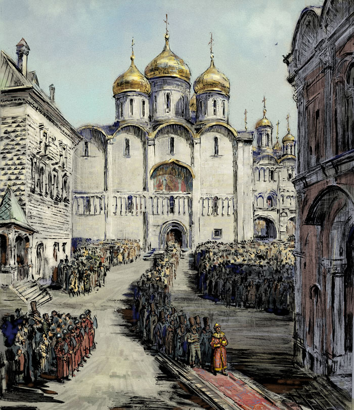 Русская церковь 14 век. Соборная площадь Московского Кремля 15 век.
