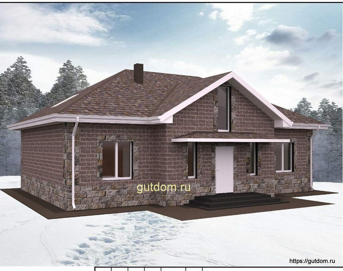 проект одноэтажного дома с мансардой вид 1