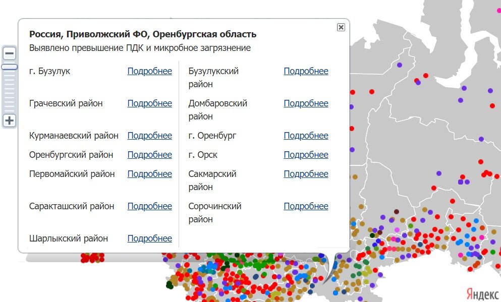 Выбор необходимого района/города