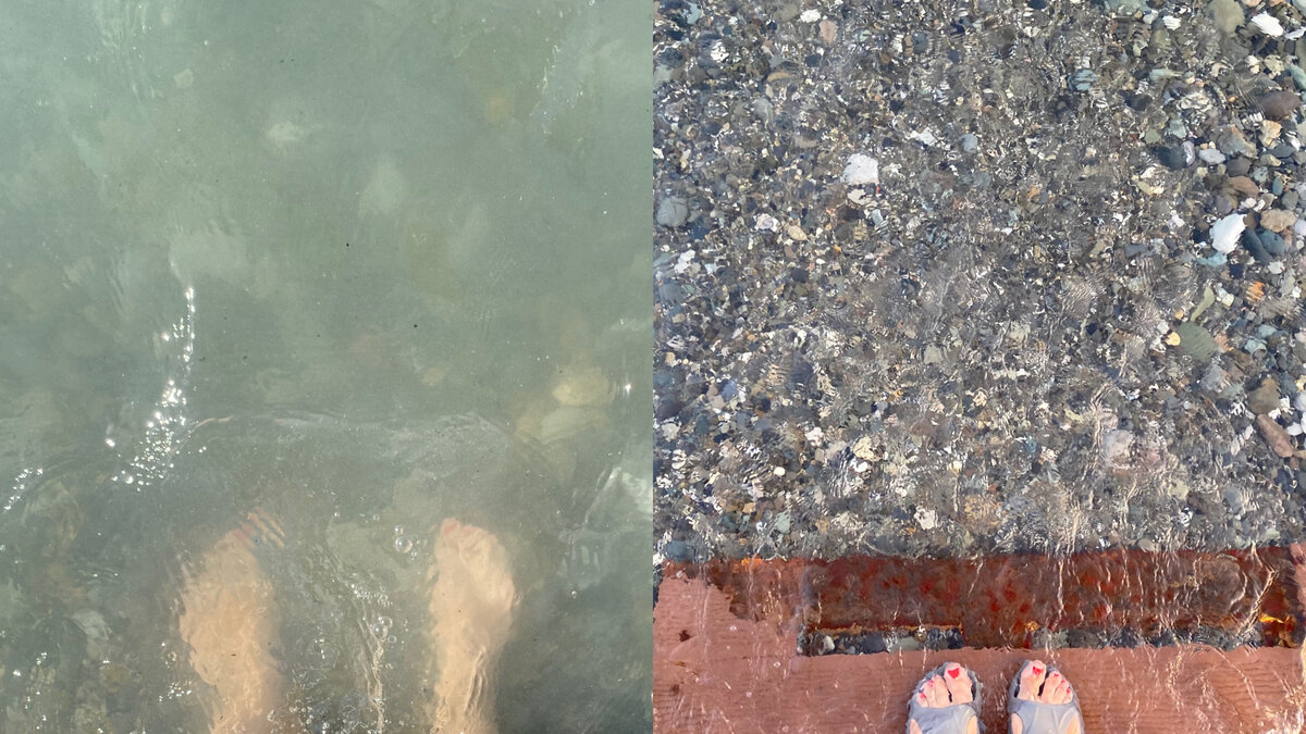 Море в Сочи (слева) и в Адлере (справа). В один и тот же день.