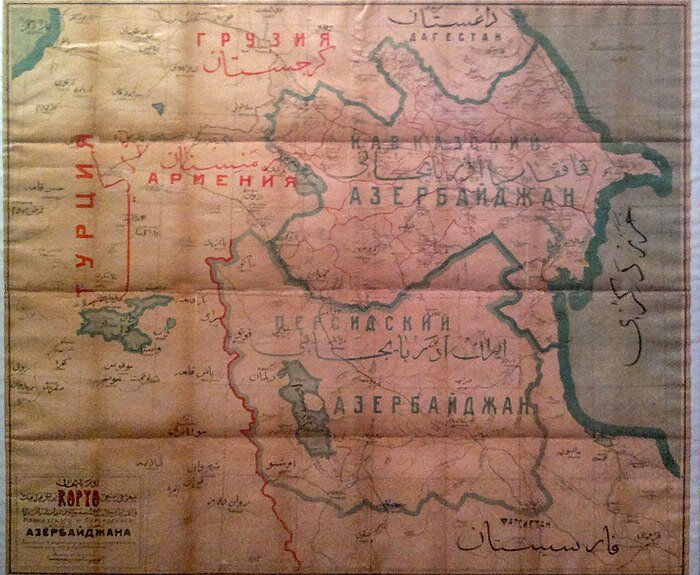 Карта Кавказского (Северного) и Персидского (Южного) Азербайджана