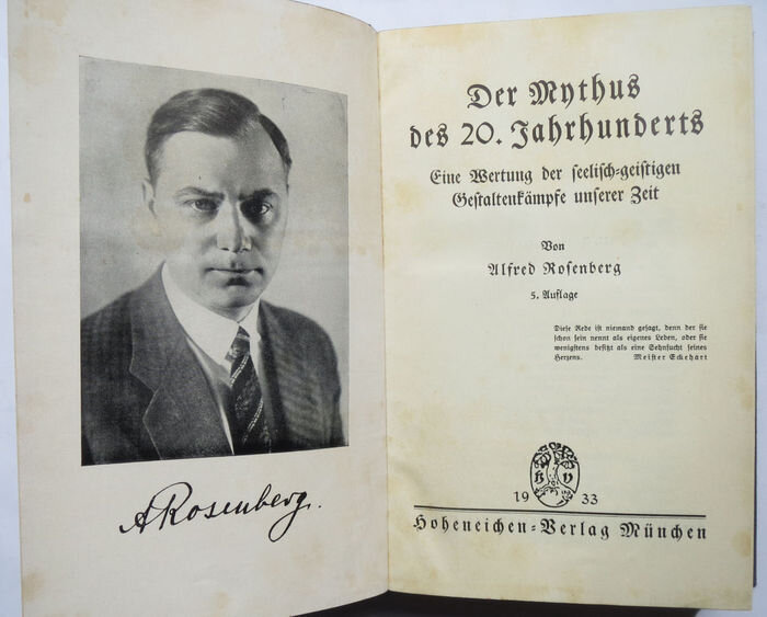 Титульный лист книги Альфреда Розенберга "Миф XX века".
