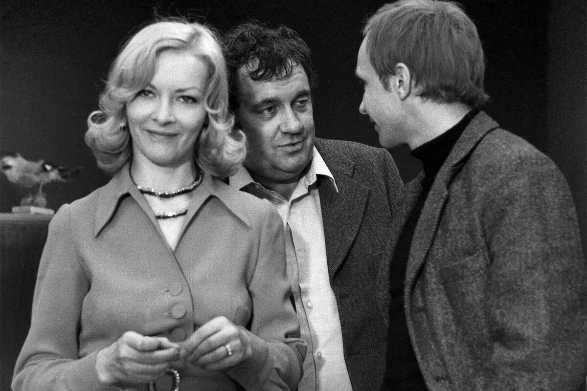 Барбара Брыльска, Эльдар Рязанов и Андрей Мягков – фотография со съемок