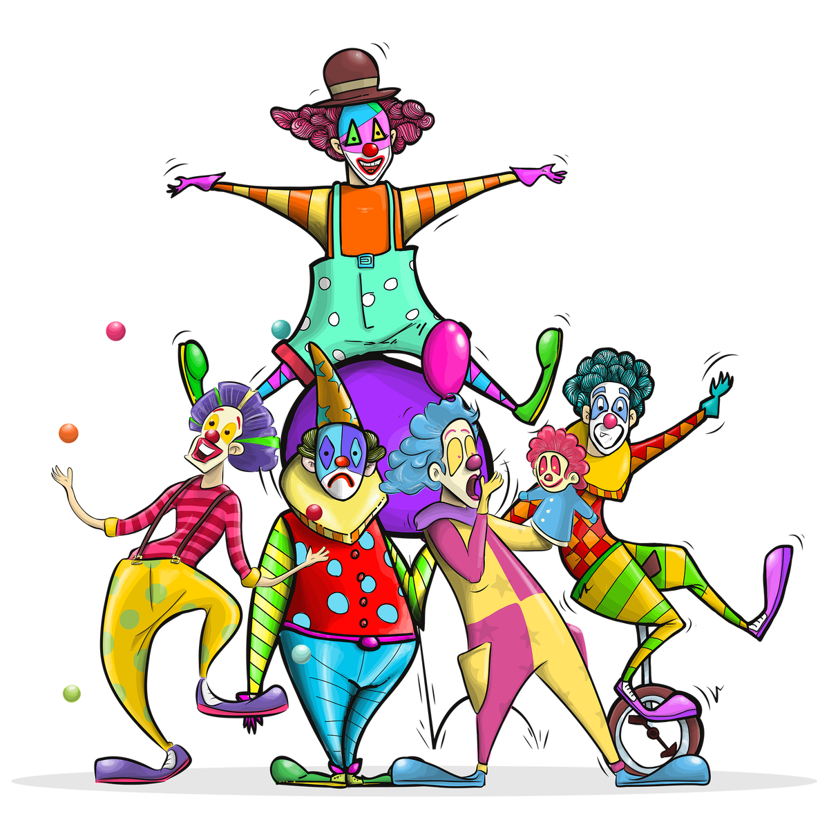 Clown party. Клоунская вечеринка. Цирк. Мультяшная вечеринка. Тусовка клоунов.