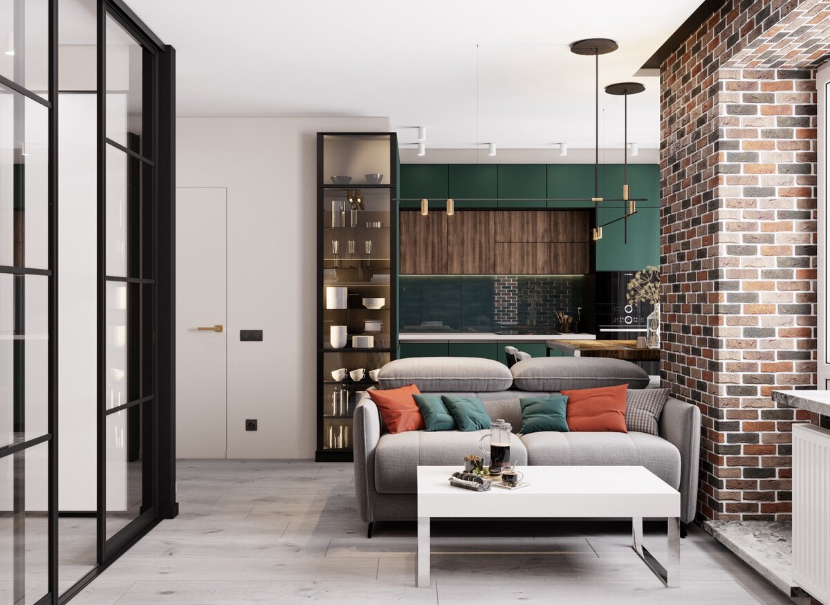 Сравните: это нижне-опорная система раздвижных дверей, требуется и верхняя, и нижняя направляющая для качения роликов. Проект дизайнера Кристины Сухих.