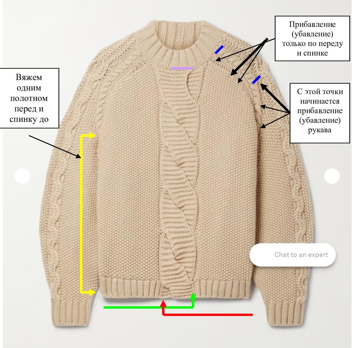Шикарный свитер Lafayette.  Принцип вязания