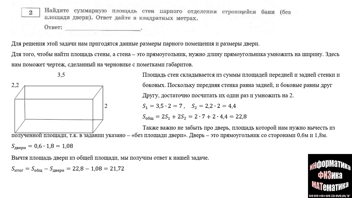 Суммарную площадь стен парного отделения строящейся бани