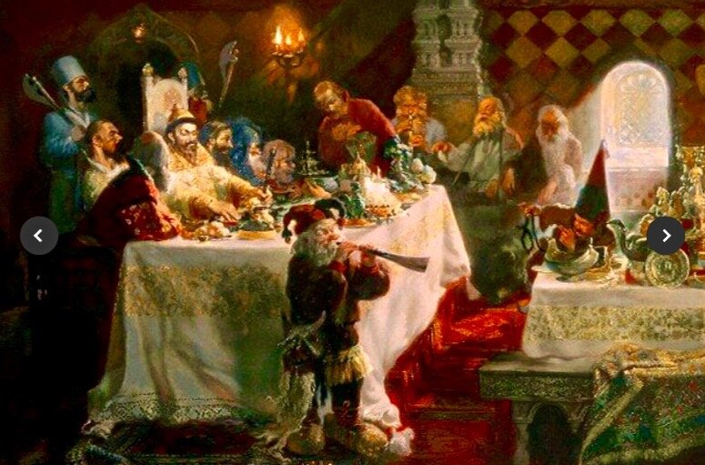 Художник Ю. Сергеев. Пир Ивана Грозного в Александровской слободе. Фрагмент.