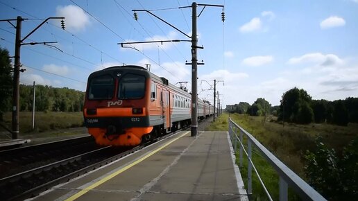 Электропоезд ЭД9М-0232. Покатушки от Бешенцево до Голубцово+отправление.