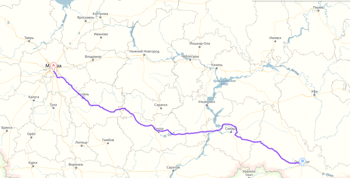 Проложить маршрут оренбург карта