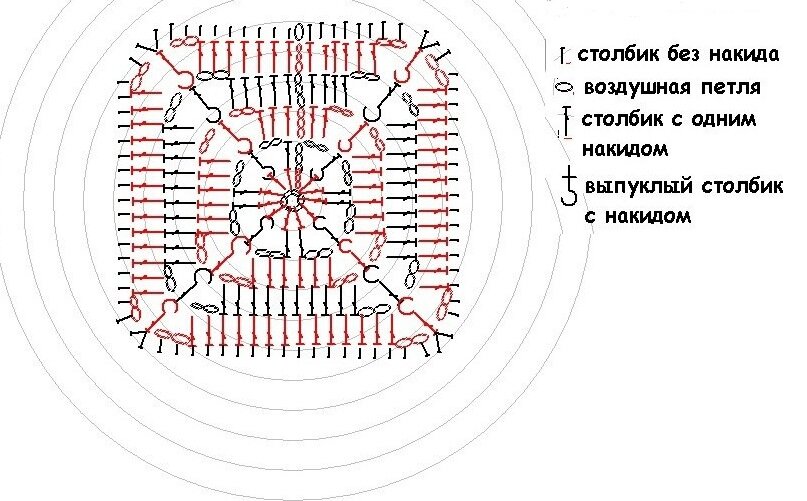 Бабушкин квадрат крючком чехол для стула схема и описание