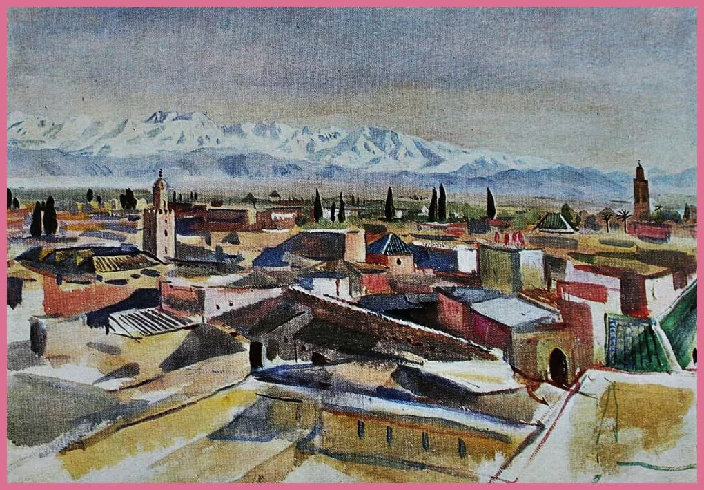"Марракеш. Вид с террасы на горы." 1928