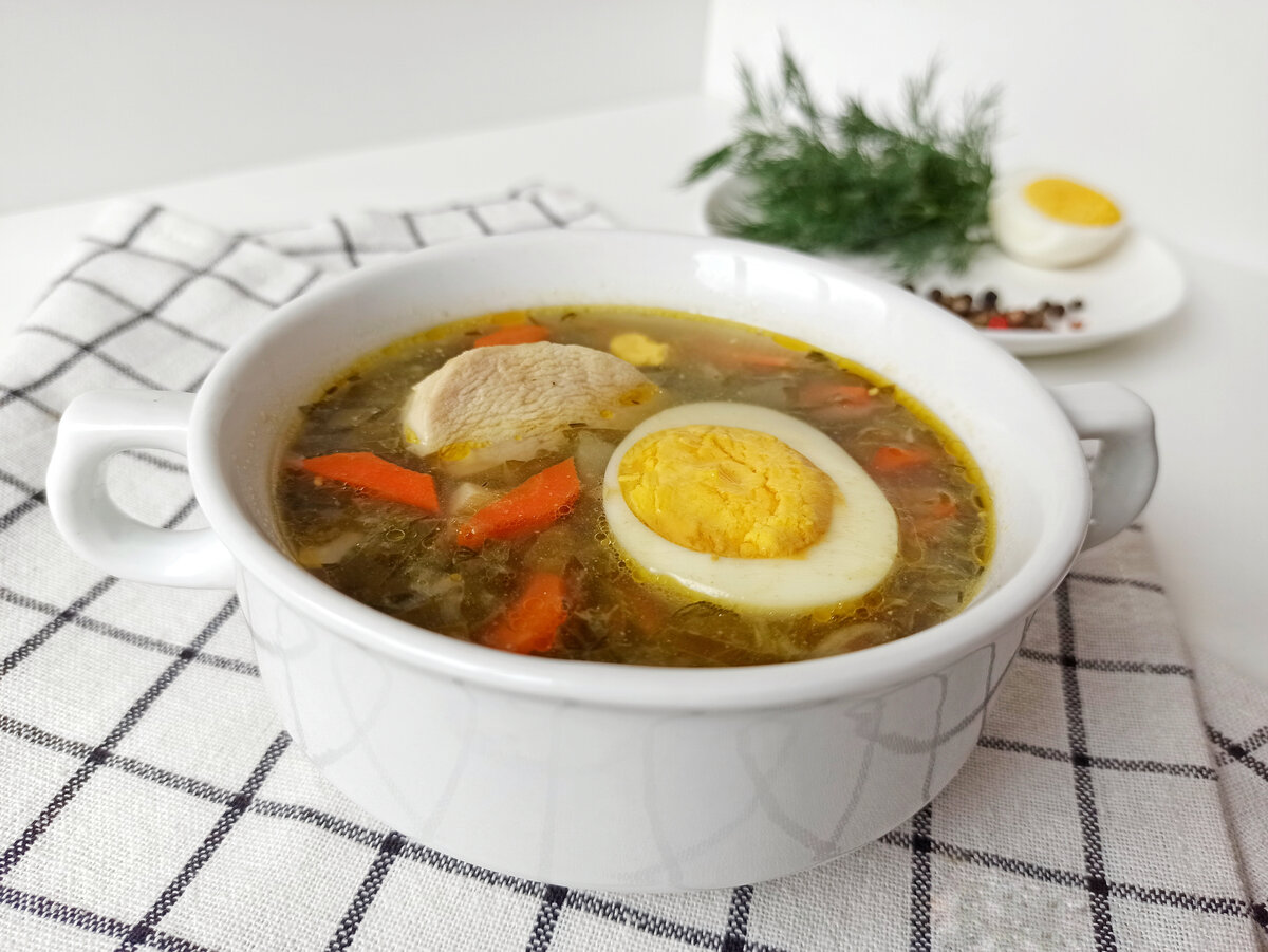 Суп щавелевый с яйцом и курицей рецепт с фото пошагово