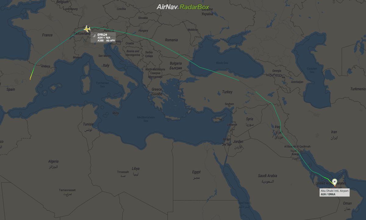 Новый резидент Теруэля добрался до конечной точки необычным рейсом. Фото: RadarBox.com