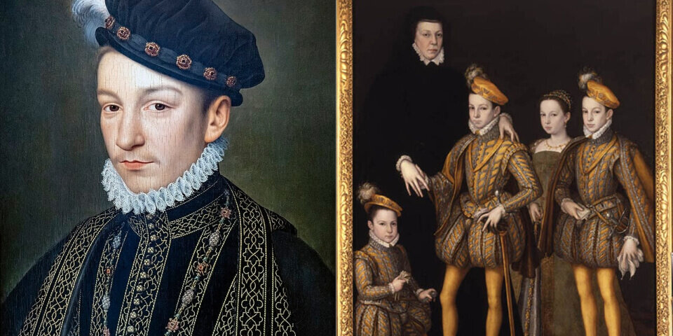 Карл 9 и Екатерина с детьми.