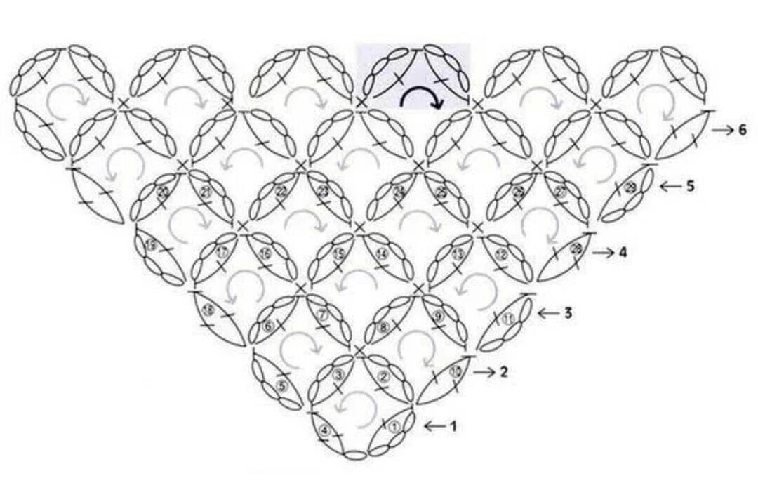 Шаль крючком схема цветочки