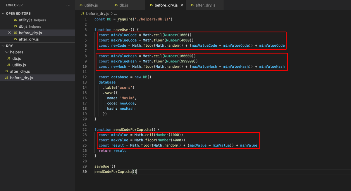 До использования DRY. 