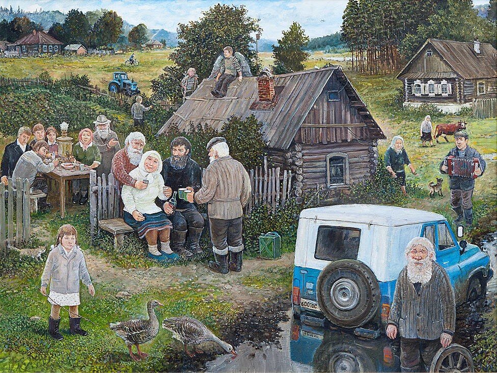 живопись леонид баранов дед да баба. знает он много рассказов забавных про деревенских. бабушки на скамейке в деревне. "тропинка в лето" художник вадим вышинский. открытки баранов бабушки и дедушки.