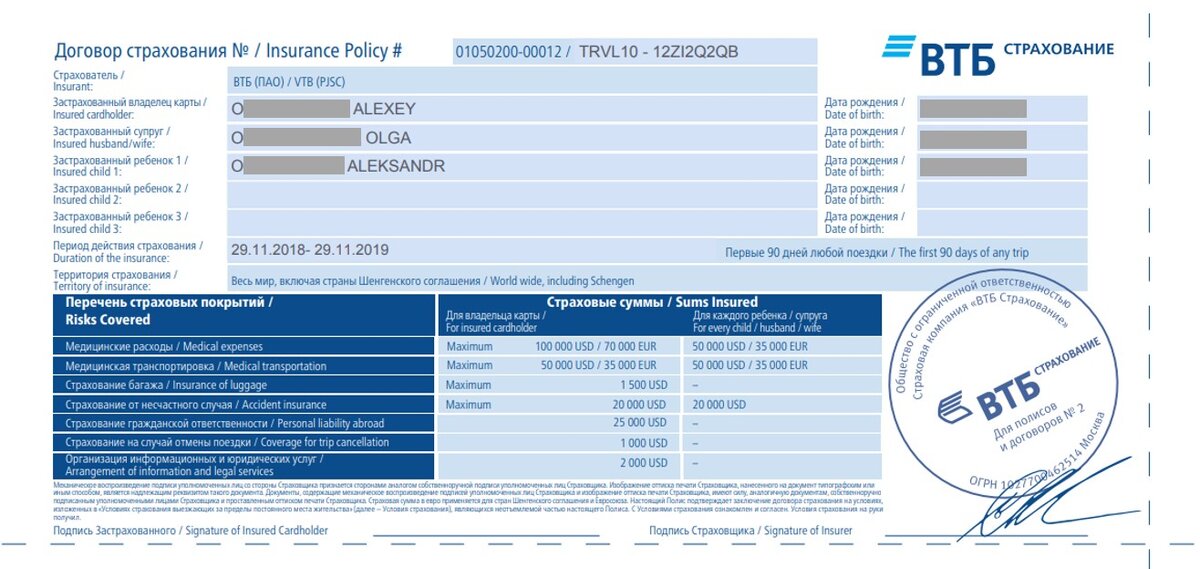 Вот вам скрин с полиса, который прислал банк