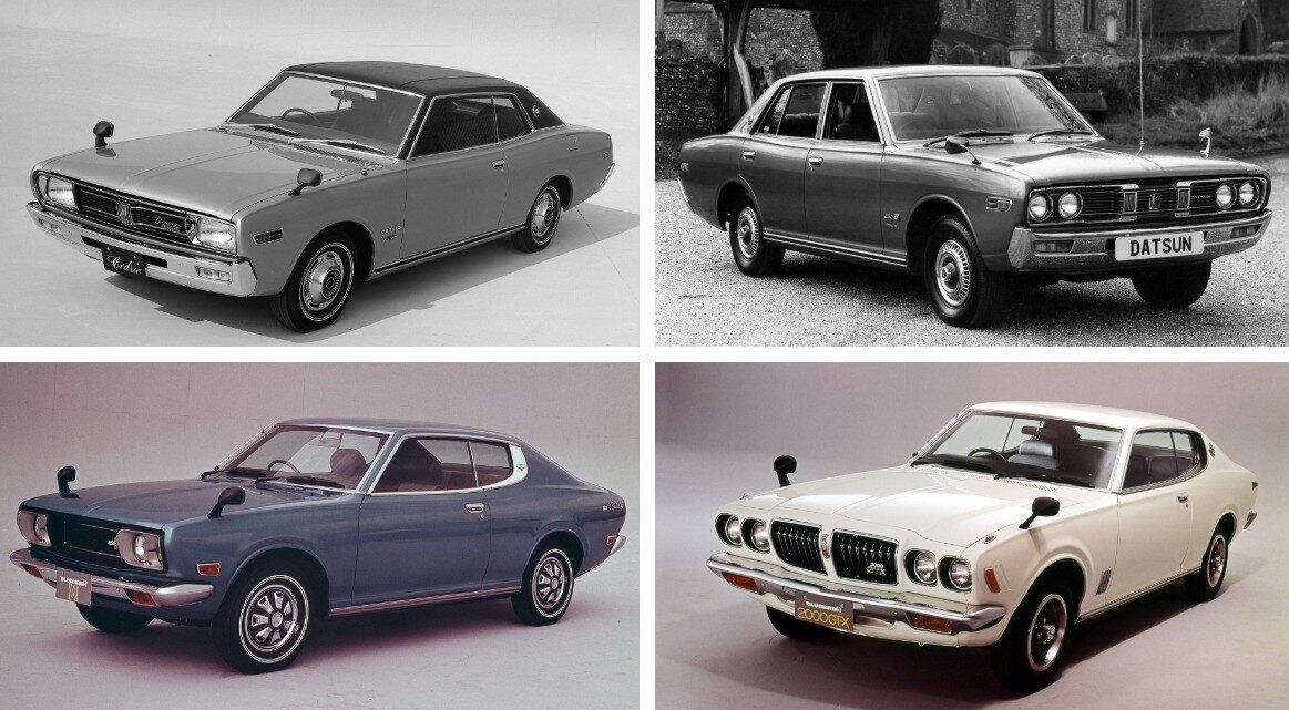 Nissan-Cedric 230 Coupe (1971-75), Datsun-260C Sedan 230 (1971-75), Datsun-Bluebird U610 Coupe (1971-73), Nissan-Bluebird U610 Coupe 2000 GTX (1971-76).