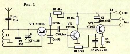 Регенеративный КВ приемник на одном транзисторе