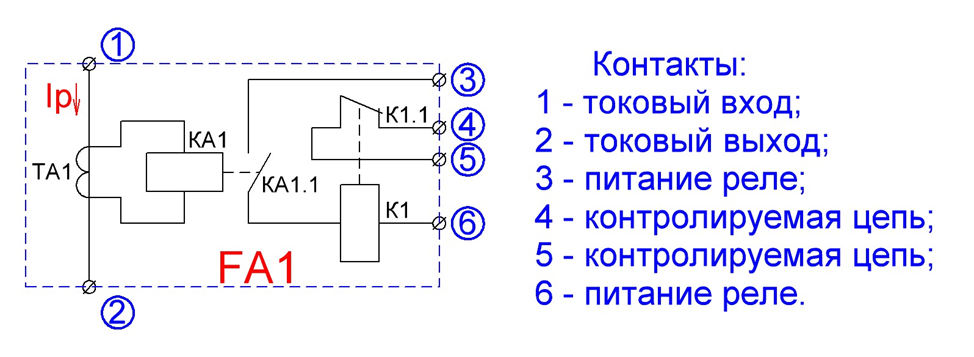 Рис. 1. Система токовой защиты мгновенного действия.