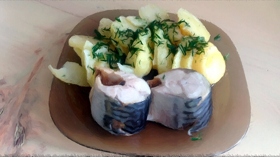 Вареная картошка с рыбой