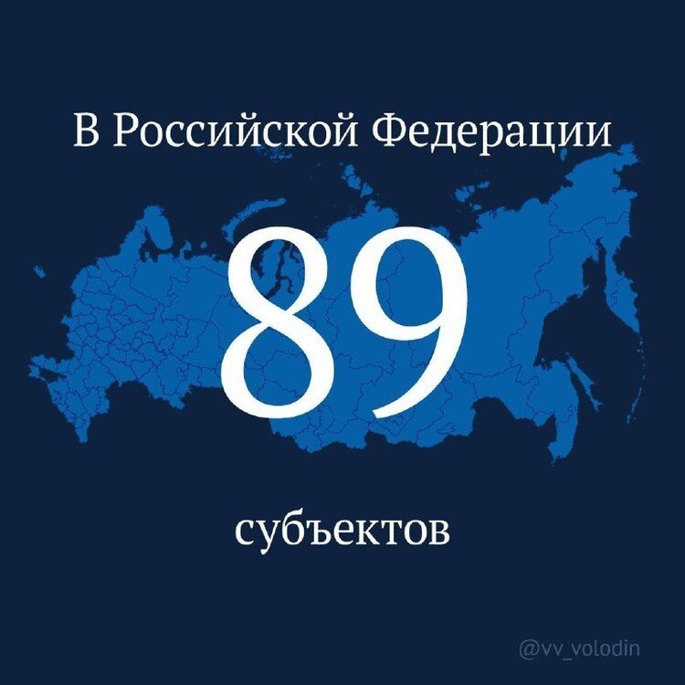    Володин в своем телеграм-канале показал новую карту России после того, как Дума сегодня ратифицировала договоры о присоединении ДНР, ЛНР, Запорожской и Херсонской областей: «Решение принято единогласно. В Российской Федерации 89 субъектов. Мы вместе!»